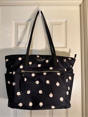 kate spade Black Tote with Apple Print